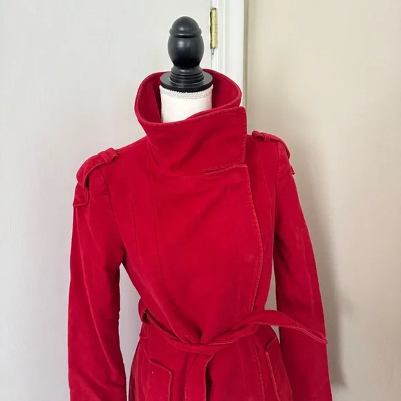 Mango Suit Adorable Women’s Red Trench Coat sz MPurchased in France
